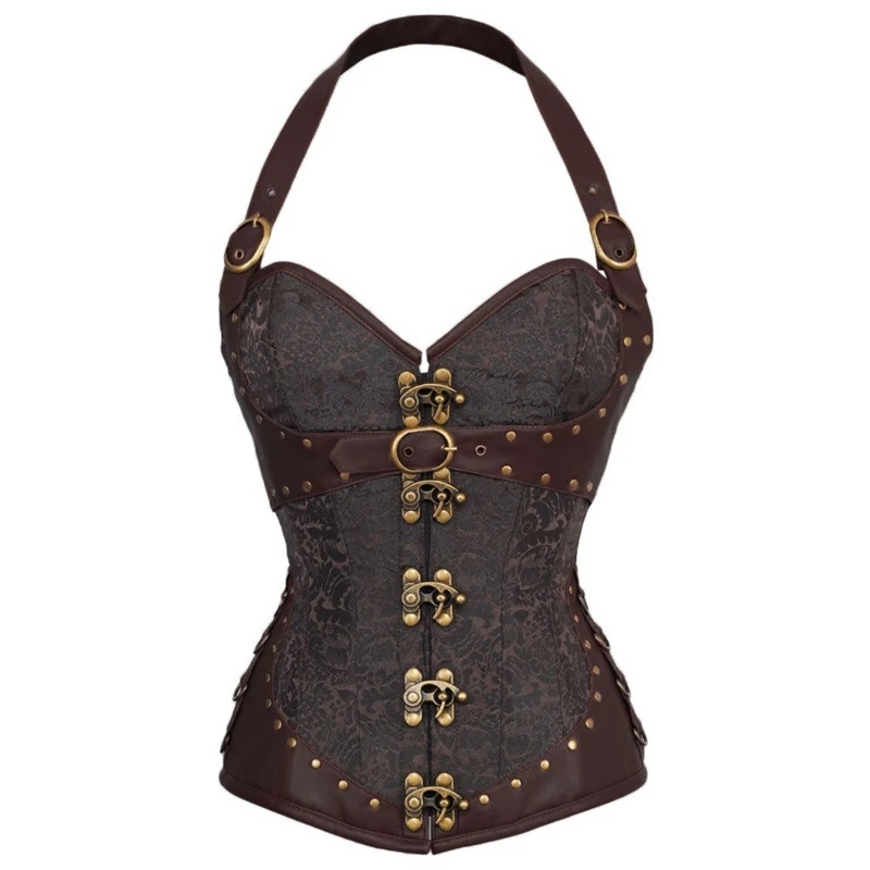 Medieval Gothic Steampunk Corset Women Goth Punk Overbust Bustier Vintage Renaissance Corselet