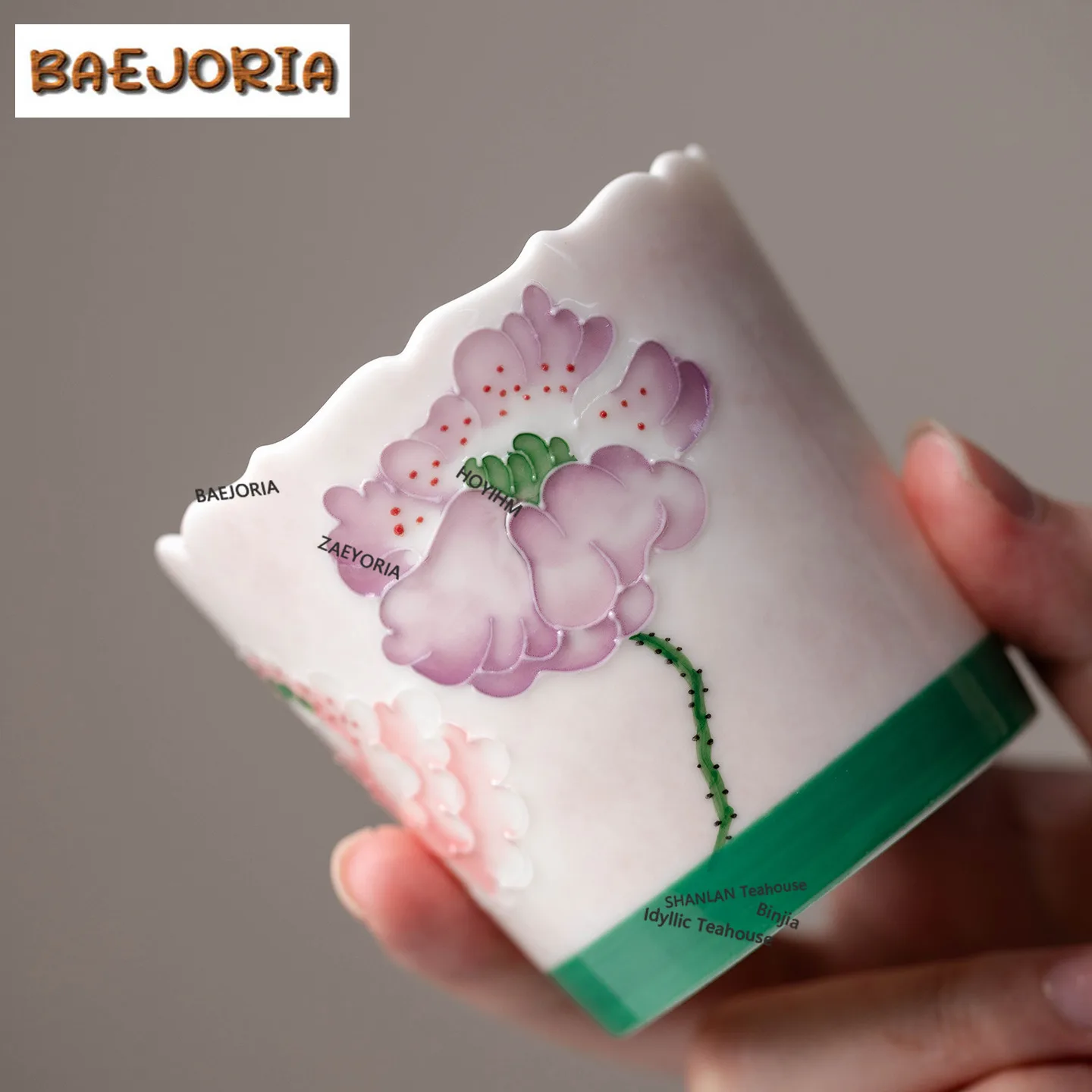 BAEJORIA 180ml Hand-painted Corn Poppy Teacup Vintage Tea Bowl Single Cups Tea-tasting Smelling Cup Chazhan Master Cups Craft