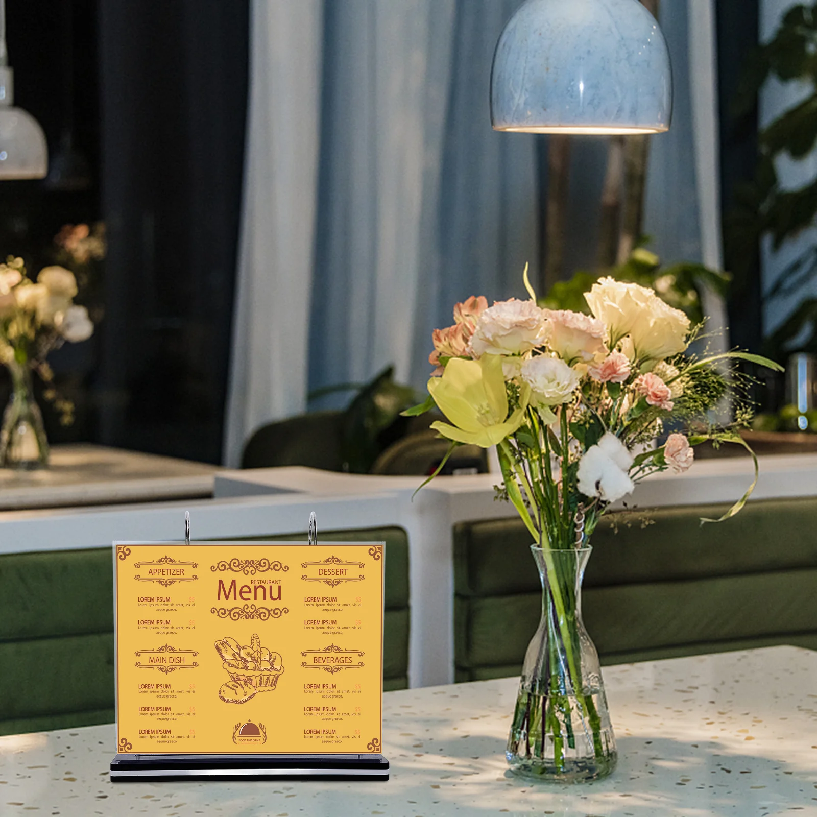 Transparent Menu Display Stand Flip Page PVC Tabletop Menu Card Holder Waterproof Sign Stand for Restaurant Bar Cafe