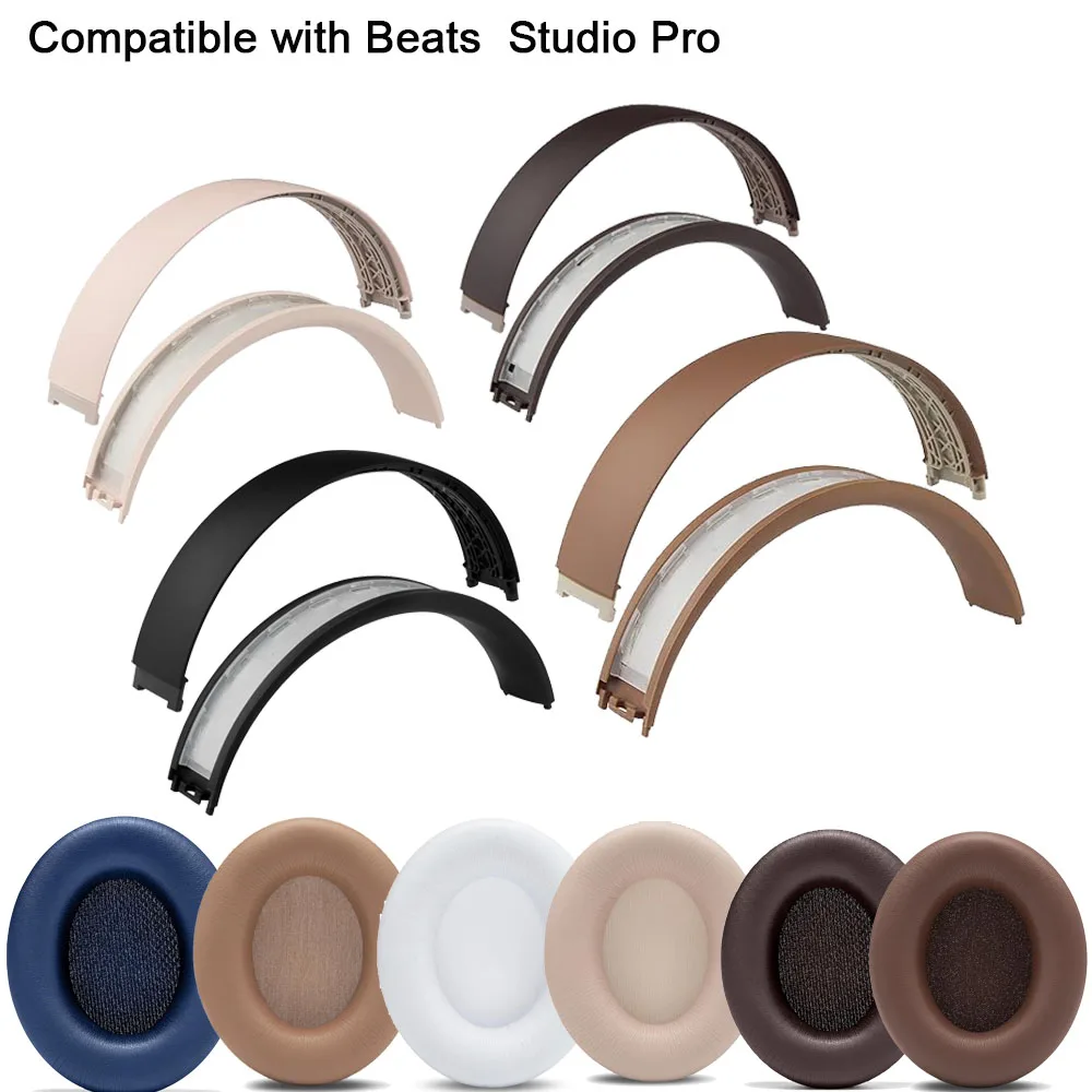 Almohadillas para los oídos, diadema y cojín de silicona para auriculares Beats Studio Pro, almohadillas de repuesto para los oídos, cojín superior, diadema de plástico y goma