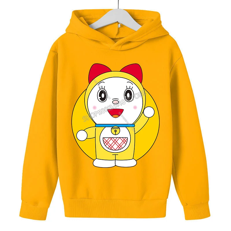 Doraemon Fleece Hoodie for Children Cartoon Partern Clothing Girls Boys Hoody Kids Anime Clothes Fashion Thick Sweatshirt Gift view 5