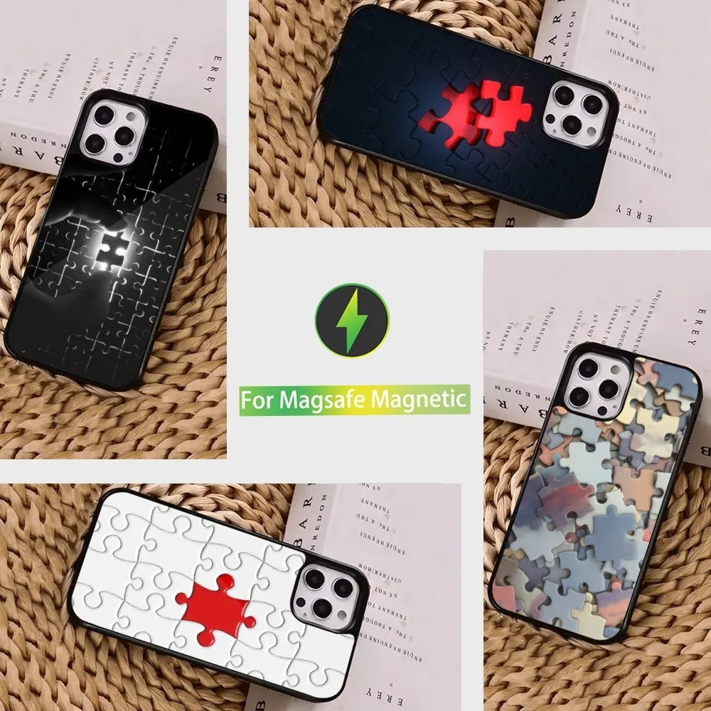 Art Interesting Puzzle Phone Case  For iPhone 16,15,14,13,12,11,Pro,Max,Plus,Mini, Magsafe,Magnetic Wireless Charging Case