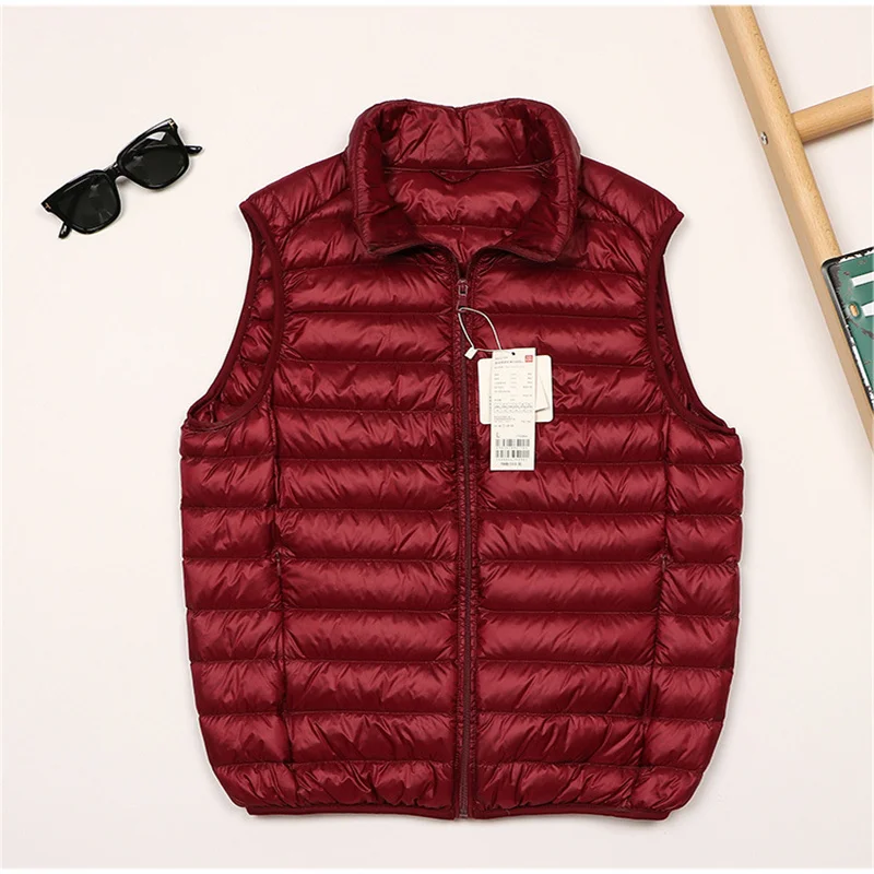 Men Sleeveless Oversize Down Vest Jacket Autumn Winter Light Thin White Duck Down Waistcoat Coat Male Warm Short Tank Outwears