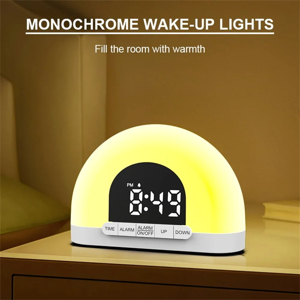 Electronic Wake  Light Alarm Clock With Sunrise/Sunset Simulation Dual Alarms FM Radio Snooze  Atmosphere Lamp Night Lights