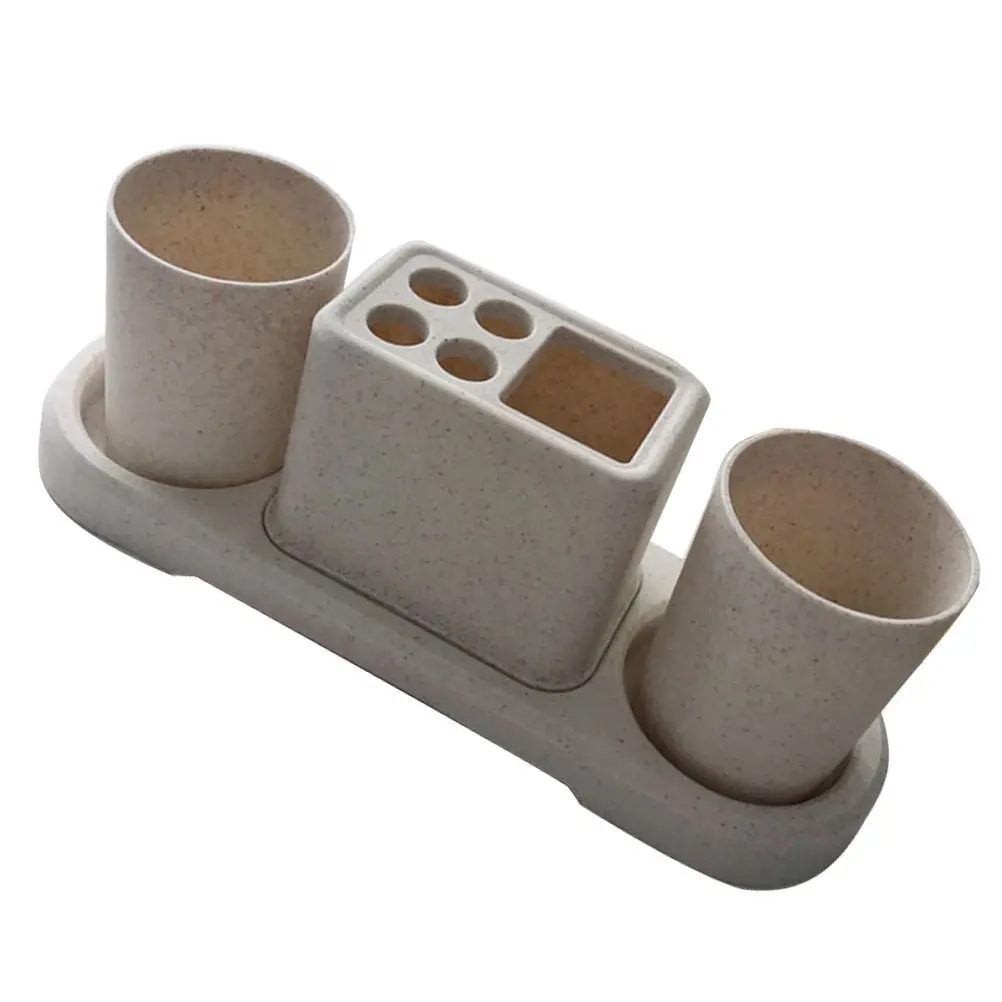 

1 set 1 Set Of White Toothbrush Holder Set For Bathroom Anti-Slip Electric Toothbrush Rack With Drainage Cups, Washable