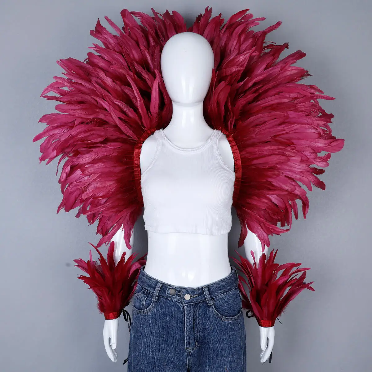 Party Karneval Elegante Damen Schal 2-teiliges Set Cosplay Feder Punk Halloween Masken Ball Feder Punk Karneval Party Set neue – Detail 8