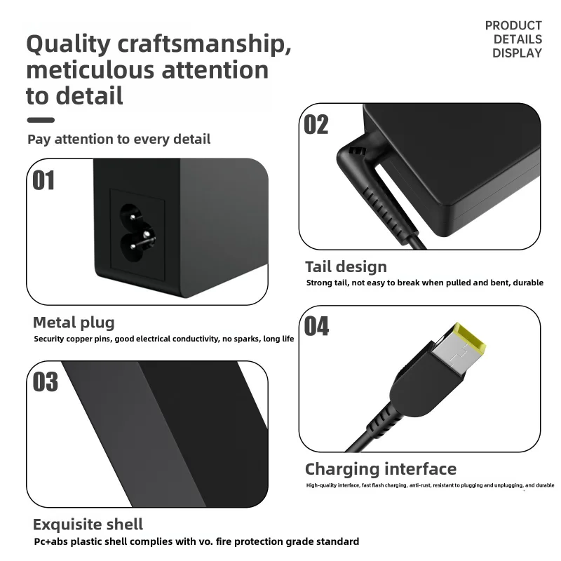 Suitable for Lenovo Notebook Power Adapter 20V3.25A Square Port with Pin 65W Charger G400