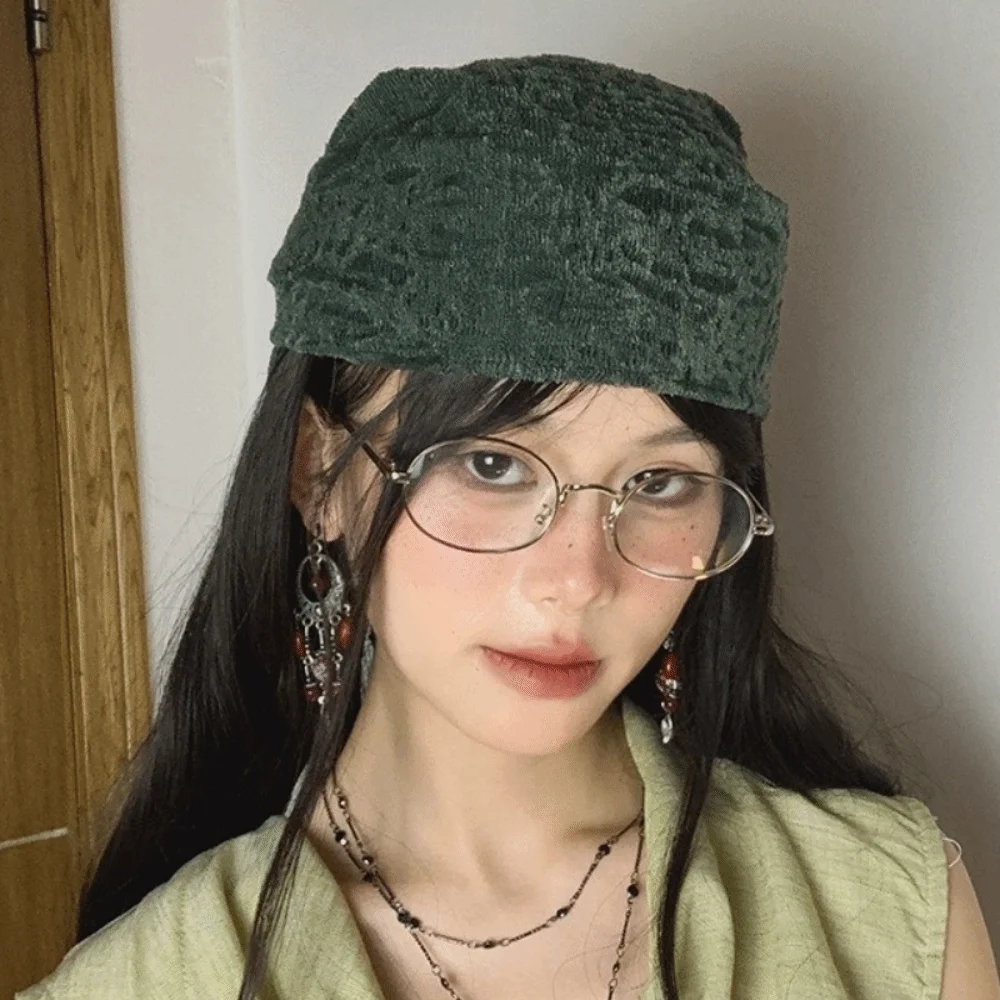 

Retro Vintage Beads Hair Scarf Thin Korean Lace Turban Y2k Sweet Triangular Bandana Girls