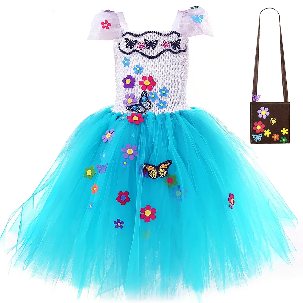 

Mirabel Tutu Dress Girls Fancy Birthday Party Tulle Princess Dress Gown Kids Halloween Carnival Cosplay Encanto Madrigal Costume