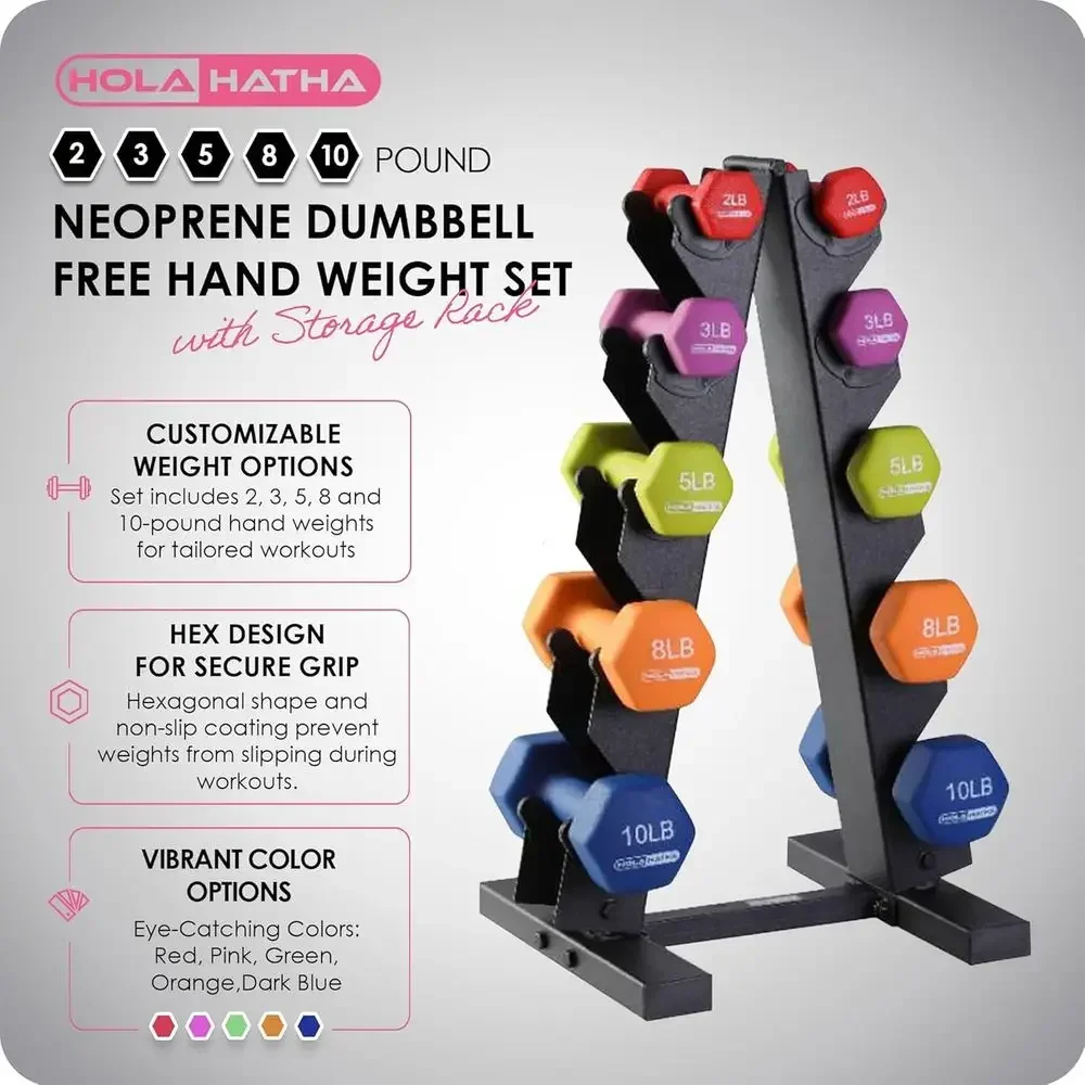 Portable Home Gym Dumbbells Set with Rack - Weighted Exercise Equipment for Training and Lifting Workouts
