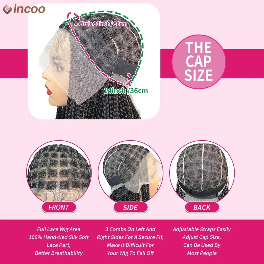 الاصطناعية 10 بوصة صندوق شعر مستعار مضفر للنساء السود قصيرة بوب شعر مستعار مضفر كورنو تجديل خصلات الشعر المستعار القبلية كامل الدانتيل الضفائر الباروكات #6