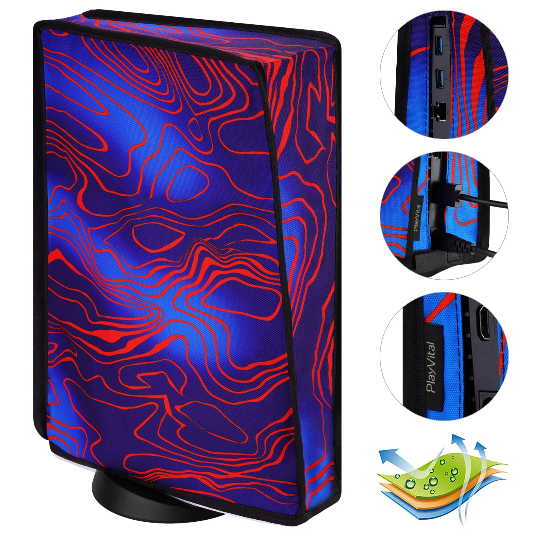 

PlayVital Vertical Dust Cover for ps5 Slim Digital Edition, Nylon Dust Proof Protector Waterproof Cover Sleeve for ps5 Slim