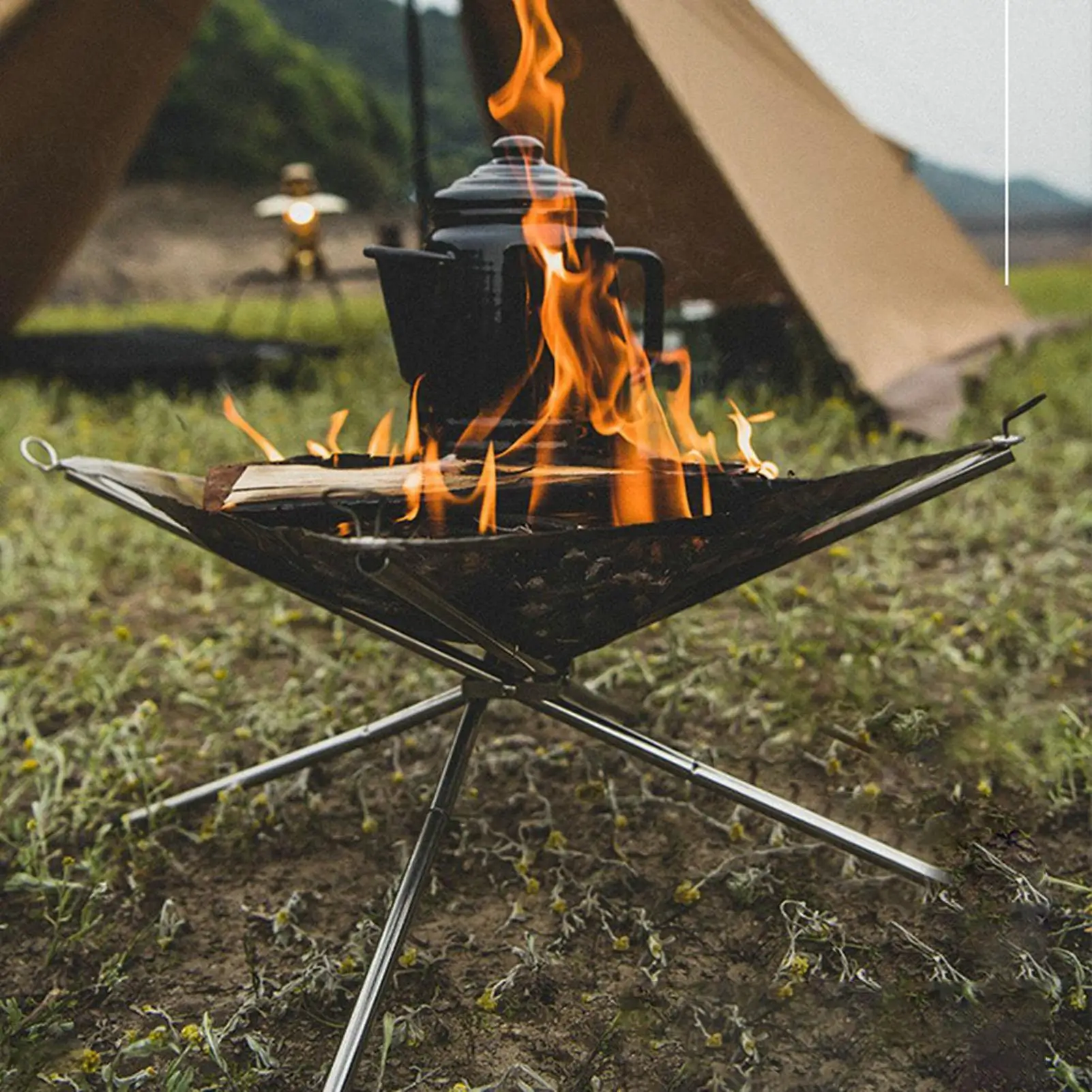 Brasero Plegable para Exteriores, Brasero de Acero Inoxidable Resistente a la Intemperie, Quemador Portátil para Barbacoa en Jardín o Patio Trasero