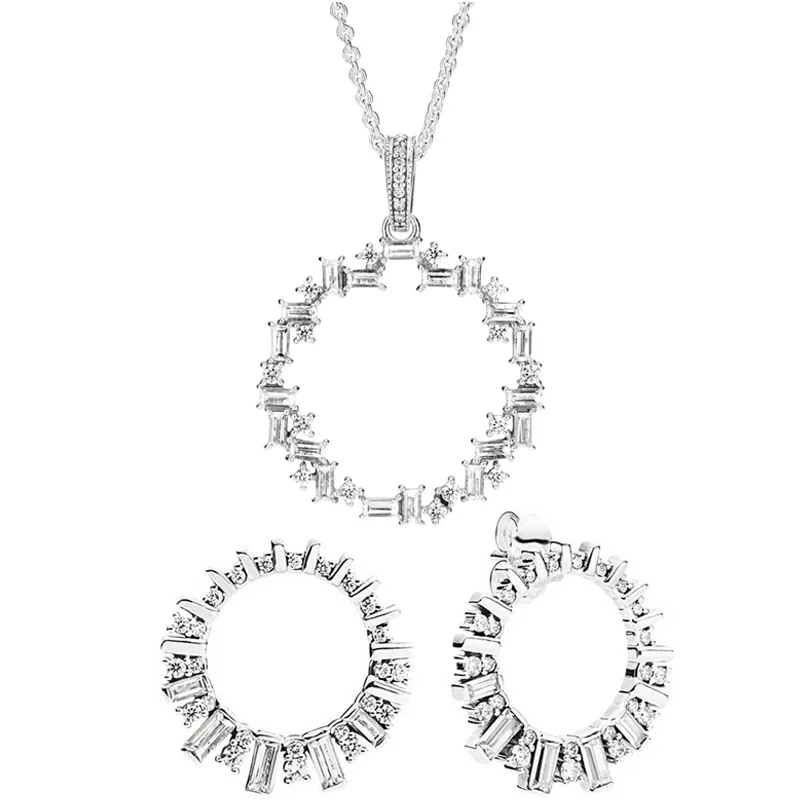 

Серебряный ювелирный набор 925 пробы: серьги и ожерелье «Ледниковая красота» с браслетом, инкрустированным кристаллами, в подарок