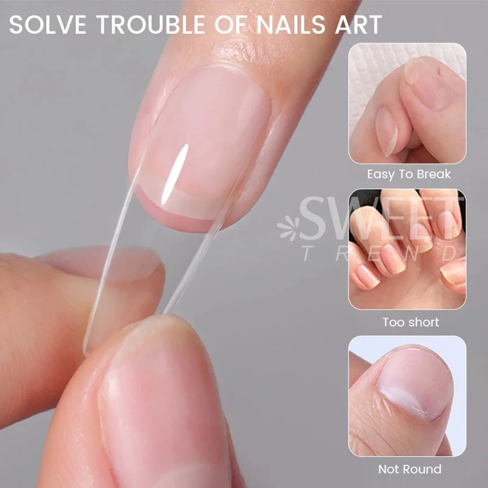 550 piezas de tips de uñas de gel suave, medianos y cortos, en forma de almendra y ataúd, cobertura completa, mate, para extensión, acrílicas, francesas, para decoración 4