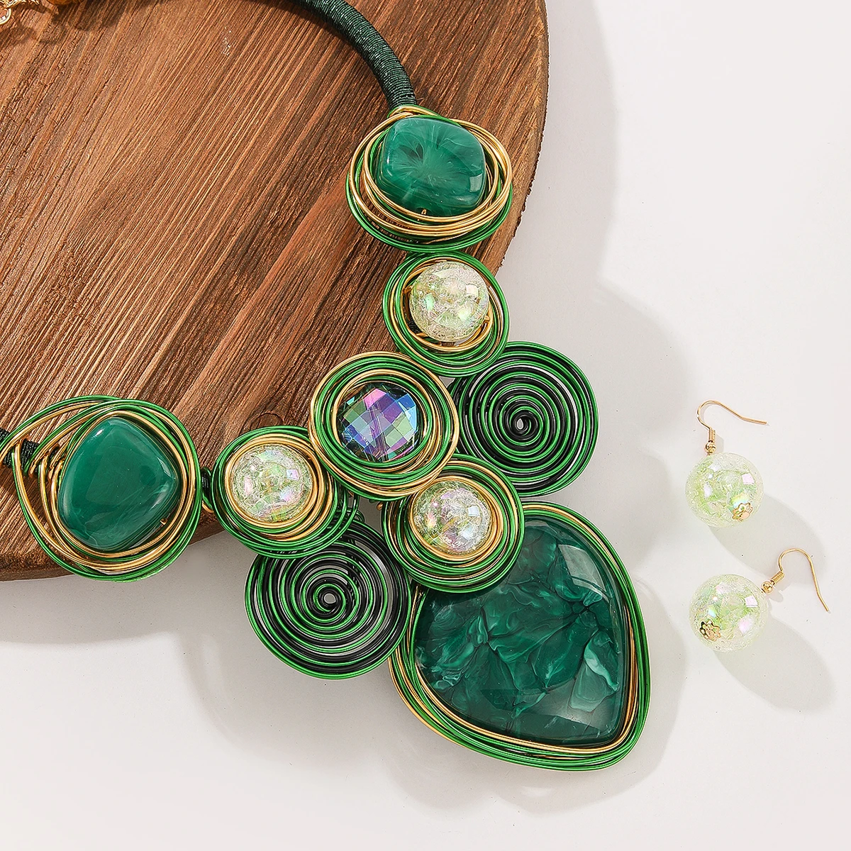 Statement Jewelry Set, Handmade Woven Necklace and Earrings