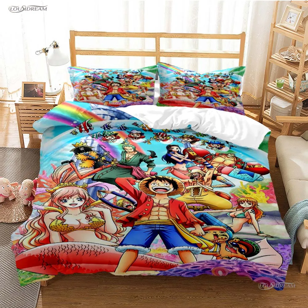 One Piece Cartoon Anime All Season Duvet Cover Comforter Bedding Sets Soft Quilt Cover and Pillowcases Single/Double/Queen/King