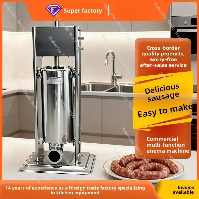 Stainless Steel Vacuum Sausage Stuffer Commercial & Household Meat Sausage Filling Machine