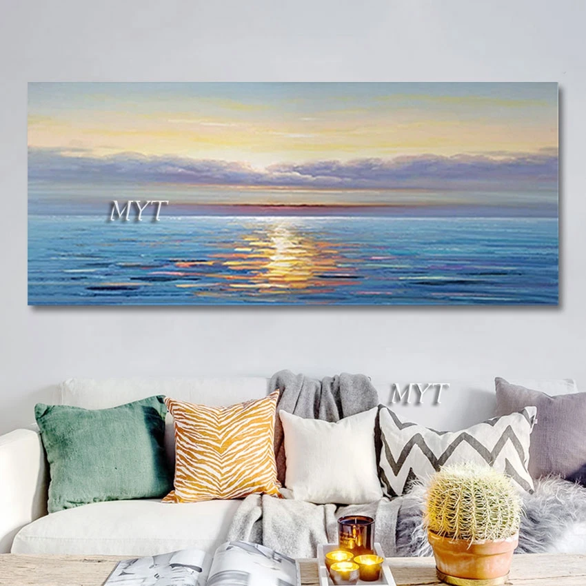 

Large Bedroom Decoration Accessories, Unframed Art and Craft, 100% Handmade Canvas Wall Picture Sea View, Abstract Oil Paintings