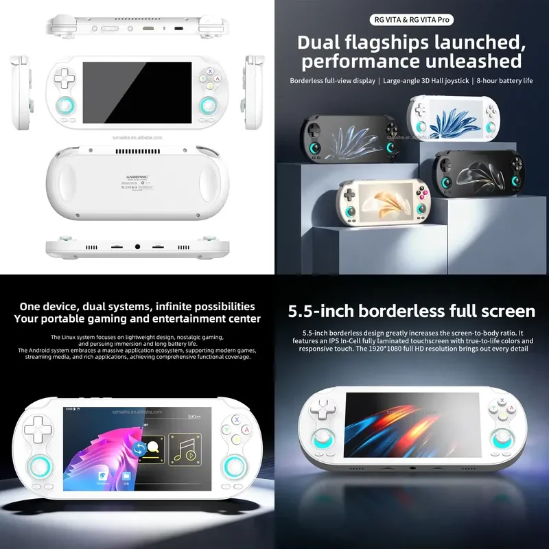【CHIMU HOME】 5.5 inch touchscreen handheld game console with Linux and Android 14 dual OS RK3576 processor portable gaming