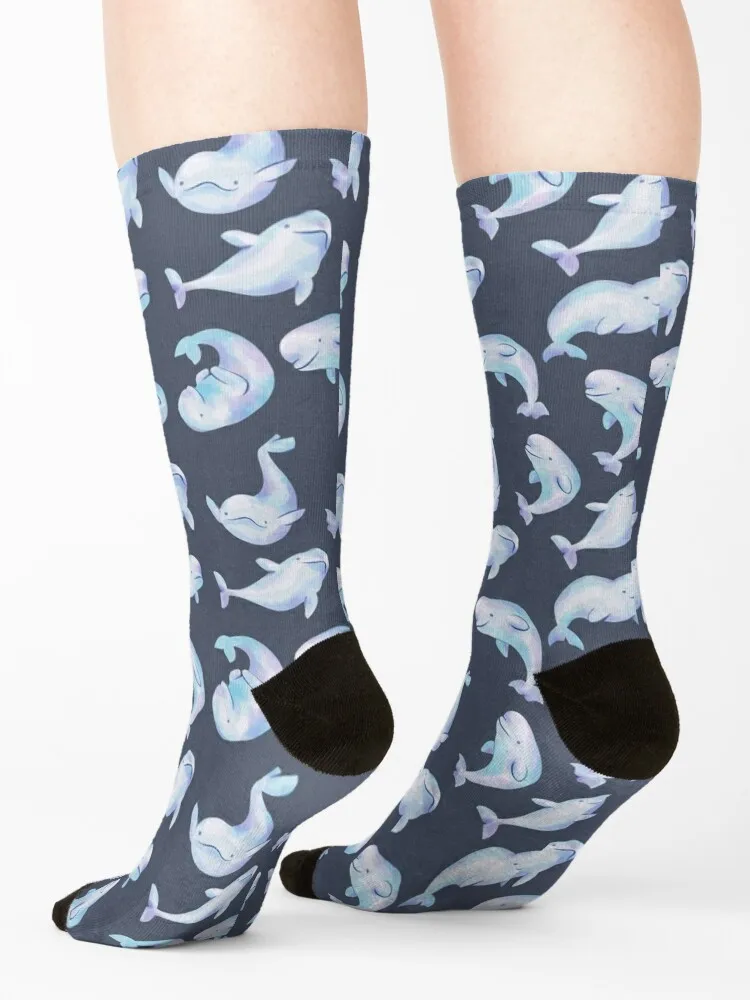 Navy Beluga Whale Swimming Pack Socks anime Running set Crossfit Socks Girl Men's