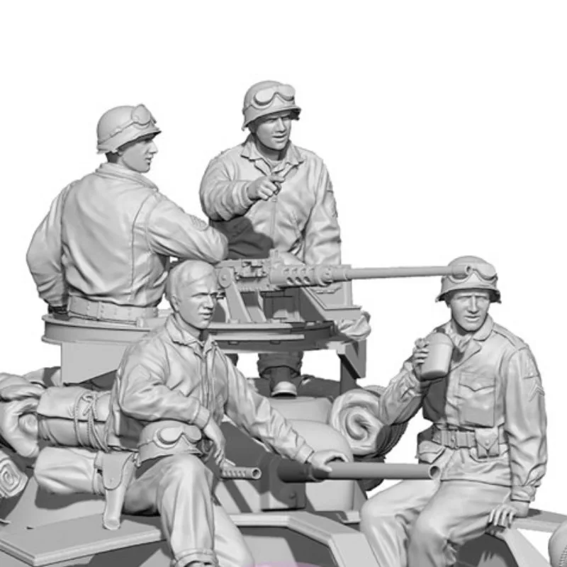 1/35 Scale Resin Figure Assembled Model Kit Historical Military US Tank Crew 4 People Unassembled and Unpainted Free Shipping