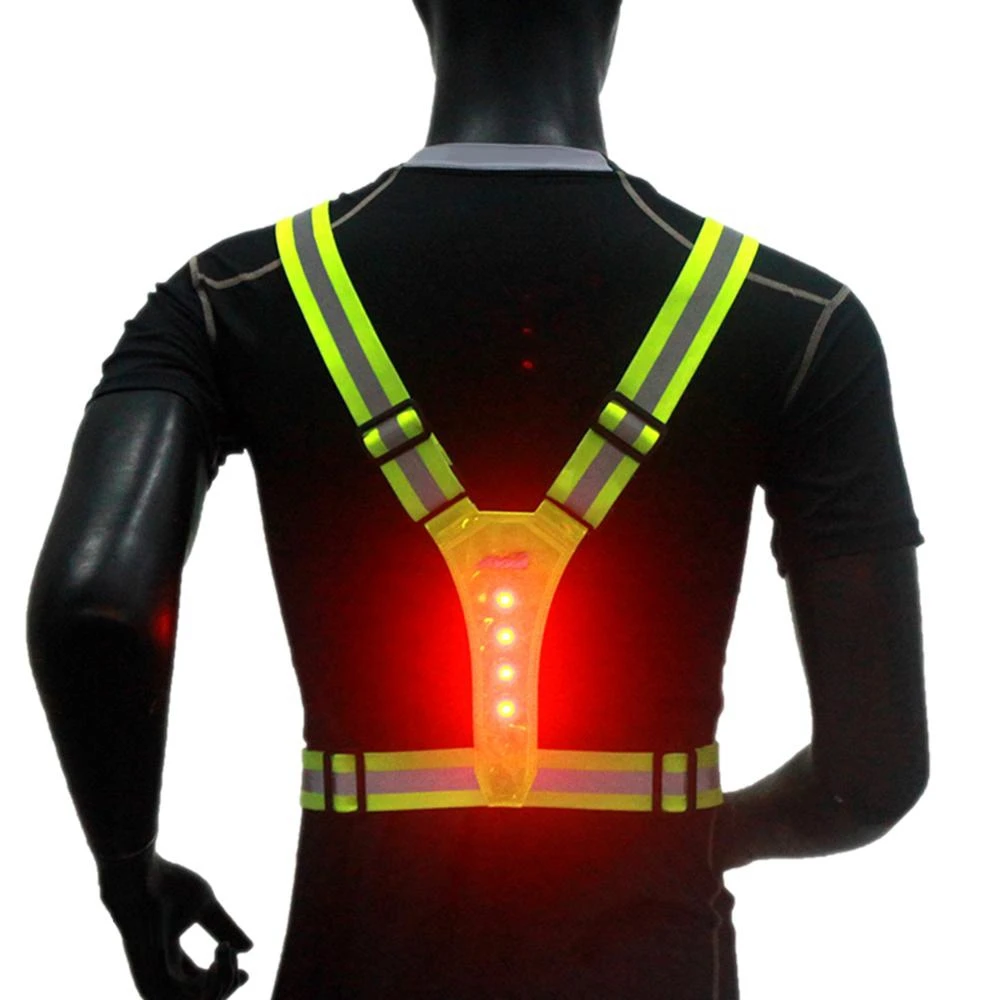 LED Light Reflective Vest Night Running Vest Adjustable Safety Reflective Vest Outdoor Cycling Vest Sports Warning Safety Vest