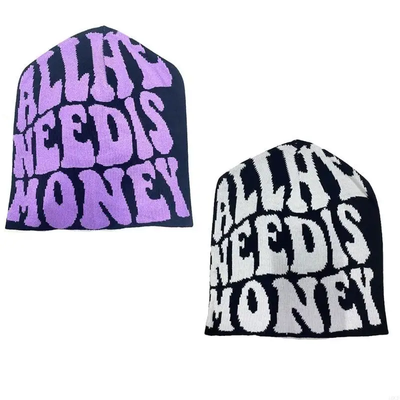 Slouchy Beanie Y2K Beanie Need Is Money Skull Cap Skullies Beanie Skull Hat 