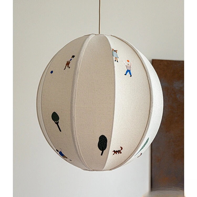 

Embroidered Ball Pendant Light Children's Room Creative Personality Art Cartoon Round Ball Boys and Girls Bedroom Light