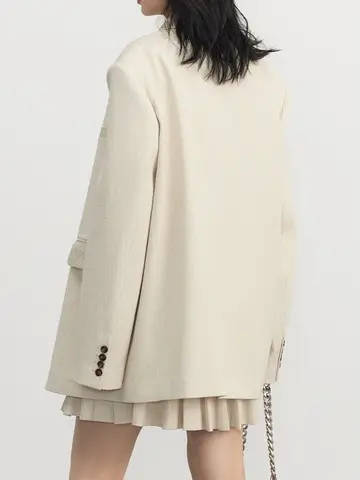 CHIC VEN Women's Blazers Loose Texture Woman Coat Double-breasted Female Suit Jacket Simple Office Ladies Top Spring Autumn 2025