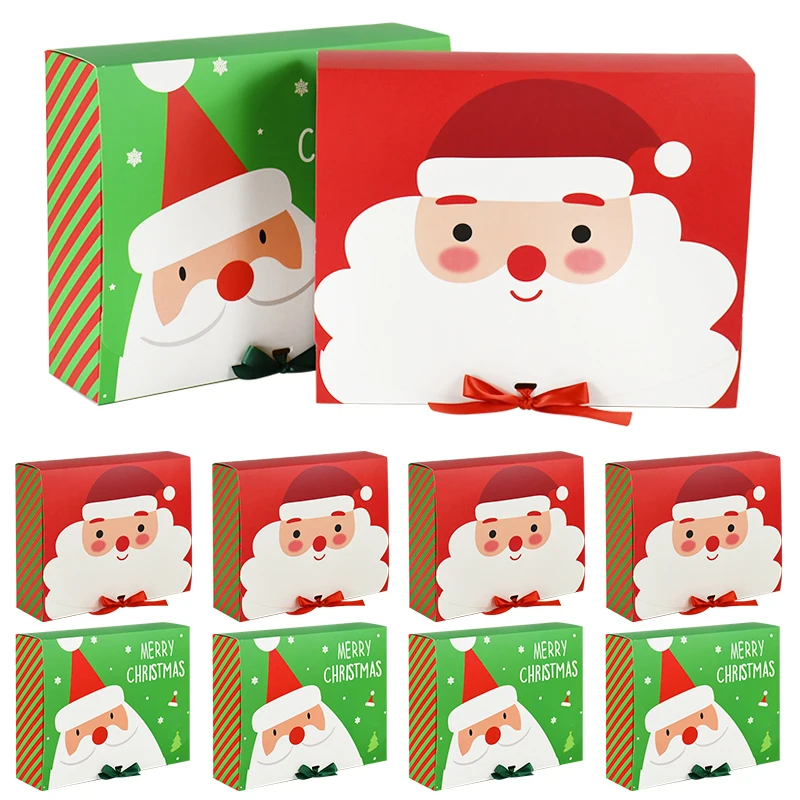 

2/4Pcs Christmas Gift Box Santa Claus Large Cookie Snack Cake Packaging Box Xmas Noel Navidad Kids Gift Home Decor 2025 New Year