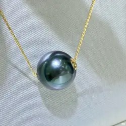 HOT1 AAAA+++ 9-10mm SOUTH SEA GENUINE GOLDEN STUD round PEARL PENDANT 925S exquisite and elegant design 18in
