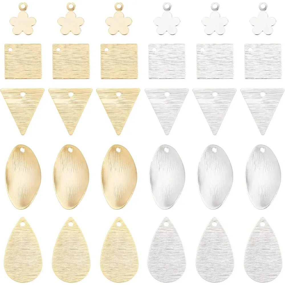 

60pcs 24K Stamping Blanks Blank Tag Pendants 5 Style Square Triangle Stamping Tag Pendants