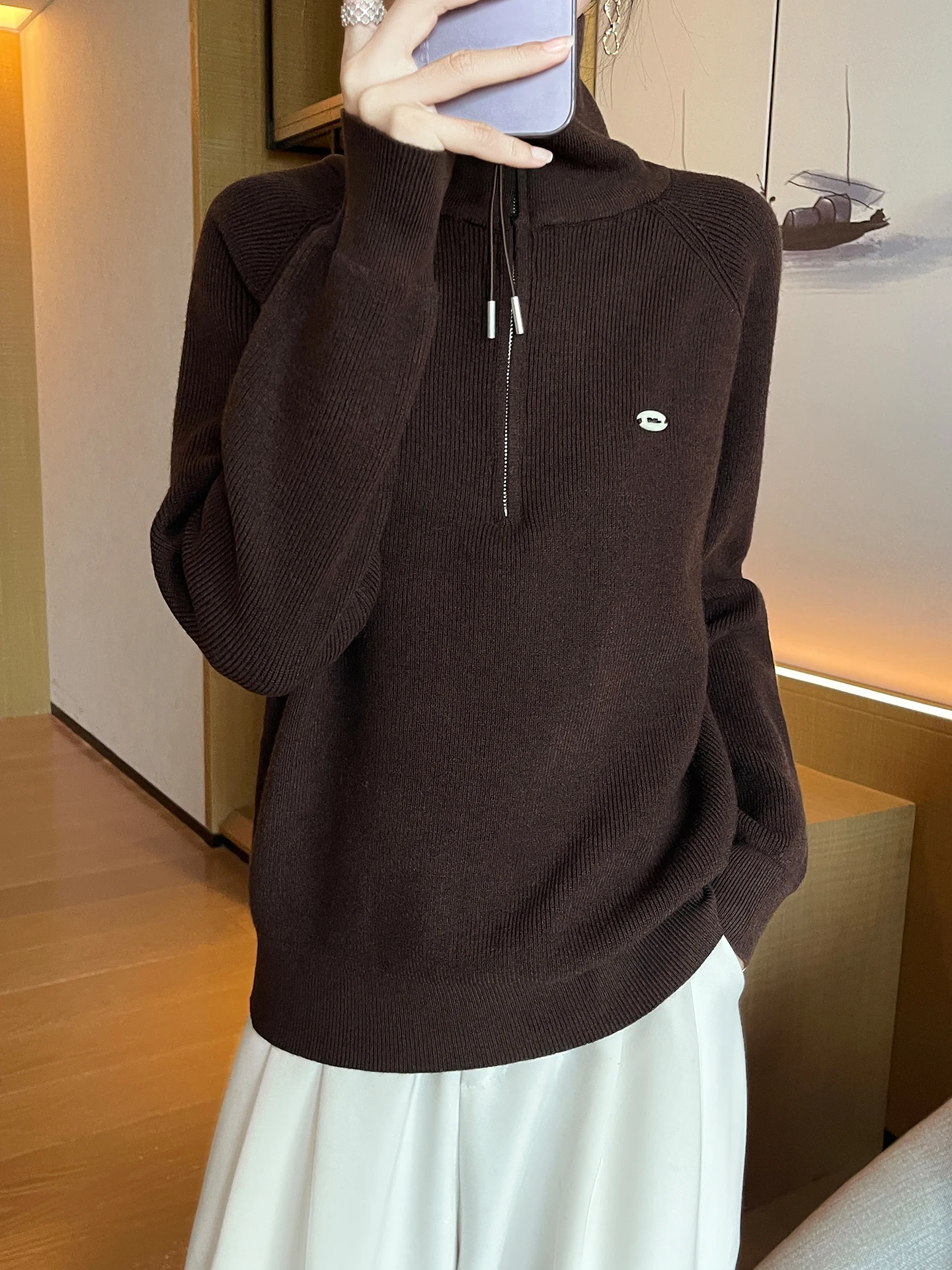 Nueva moda Otoño Invierno mujer suéter elegante lana Merino mujer tejido Jersey ropa de manga larga Tops señoras prendas de vestir exteriores