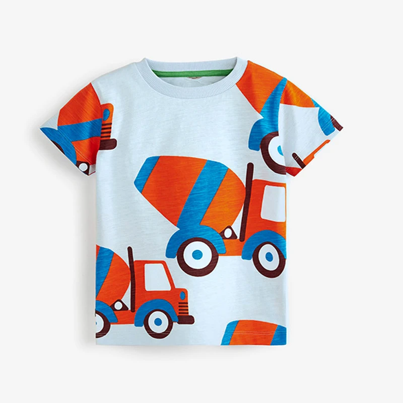 Little maven Boys Love Shirts for Mixer truck Prints Children t-shirts Summer 2024 New Baby Boys Shirts Tops Clothes Kids