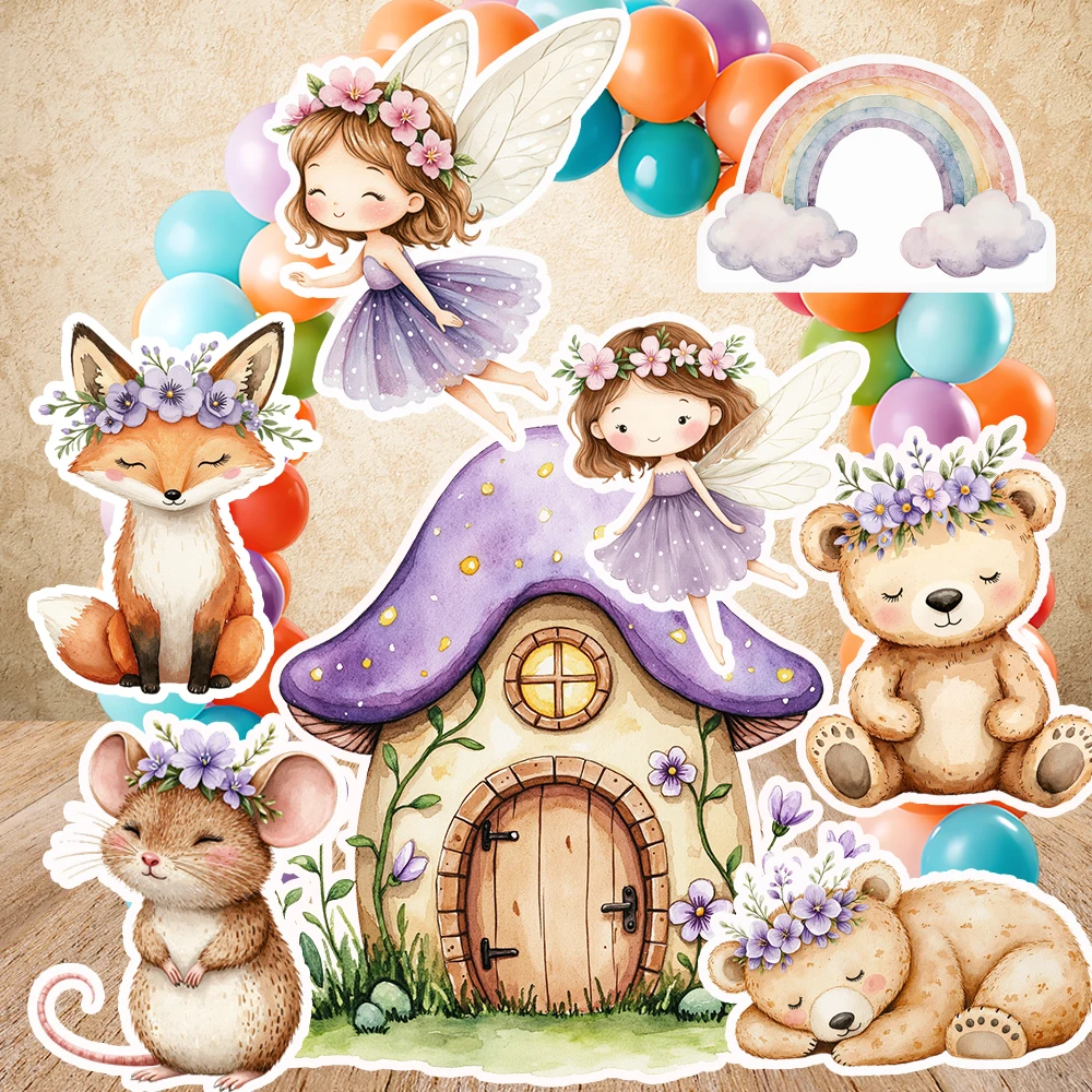 

Watercolor Purple FairyLand Fairy Cutouts Kt Foam Board Mushroom Cardboard Birthday Party Decor Backdrop Baby Shower Props Signs
