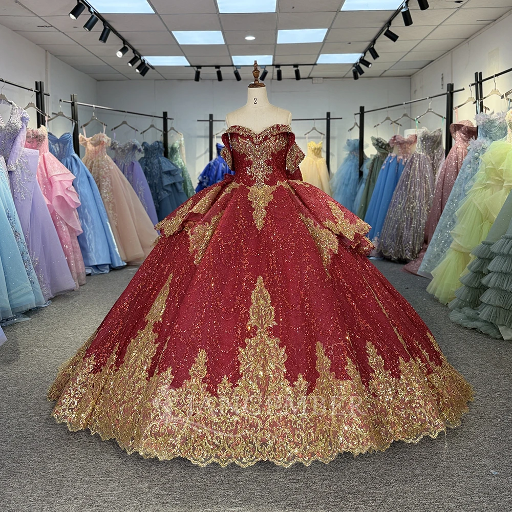 

Красное бальное платье по индивидуальному заказу, платье Quinceanera на шнуровке сзади, милое, расшитое бисером, с короткими рукавами и оборками, платья de 15 años quinceañeras