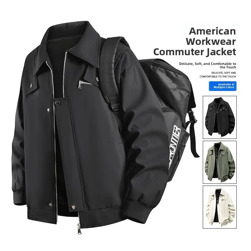 

Мужская свободная повседневная универсальная верхняя одежда в стиле ретро American Pilot Jaet для пар, осенняя новинка, подставка из полиэстера и нейлона...