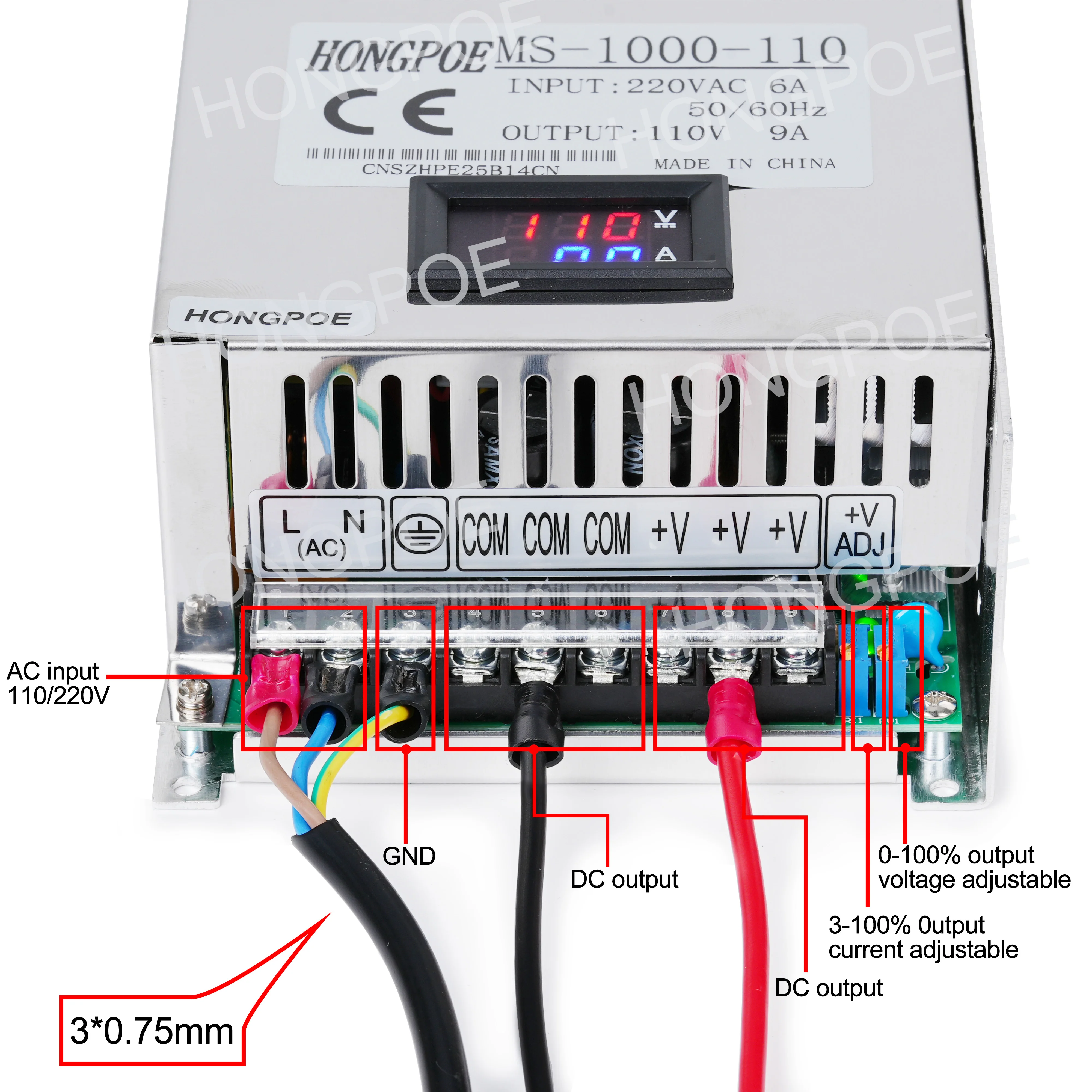 500W 600W 1000W 1500W Adjustable Power supply 0-12V 15V 24V 27V 30V 36V 48V 60V 72V 85V 90V 100V 110V 150V 200V Ac / Dc Smps LED