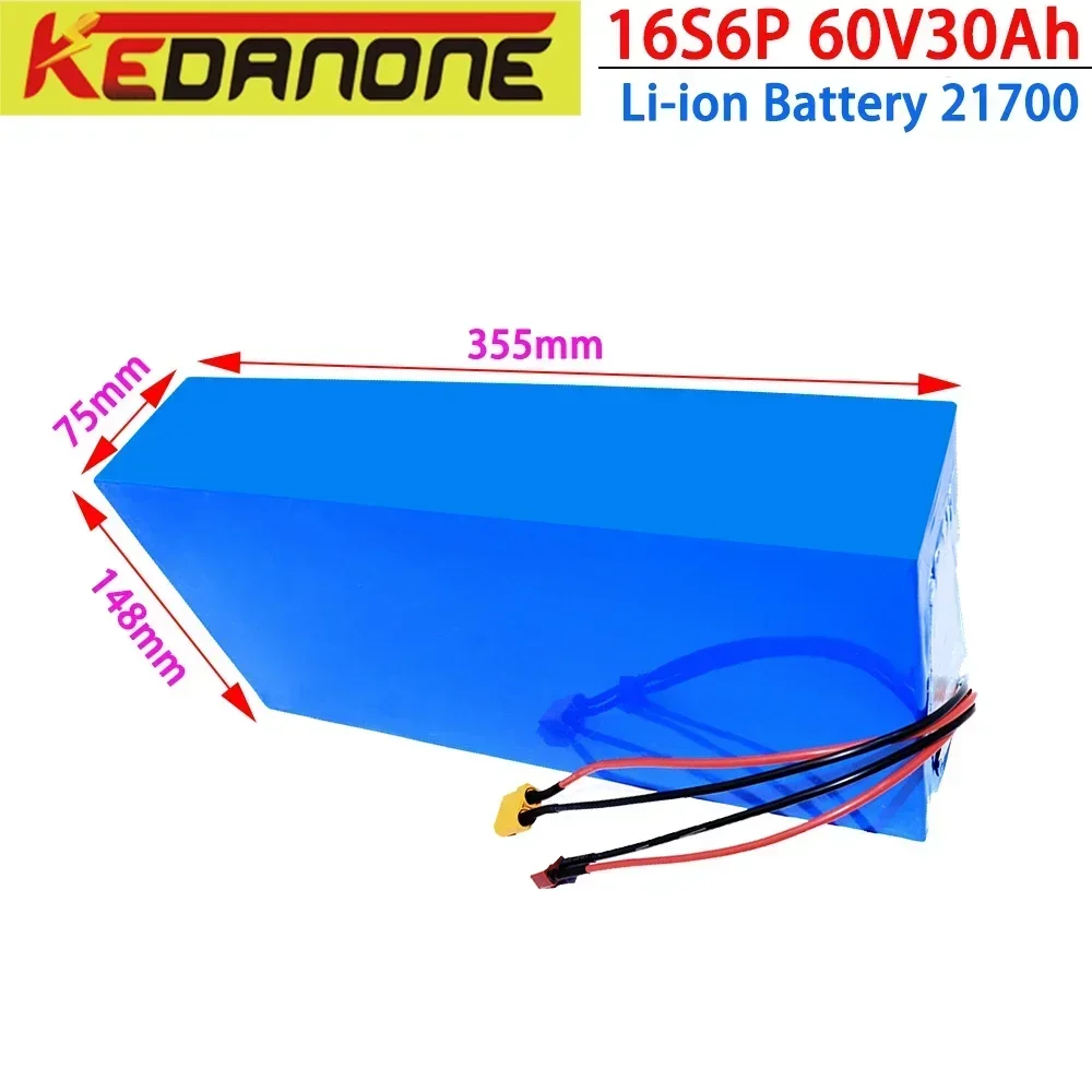 Batterie au Lithium Kedanone 21700 16S4P, 60V, 20Ah, 1000-3000W, pour Vélo Électrique, Moto, Scooter, avec Chargeur 67.2V, 3A