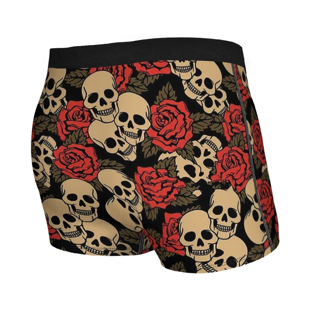 Skulls and Roses Skeleton Underpants Breathbale Panties Male Underwear Ventilate Shorts Boxer Briefs