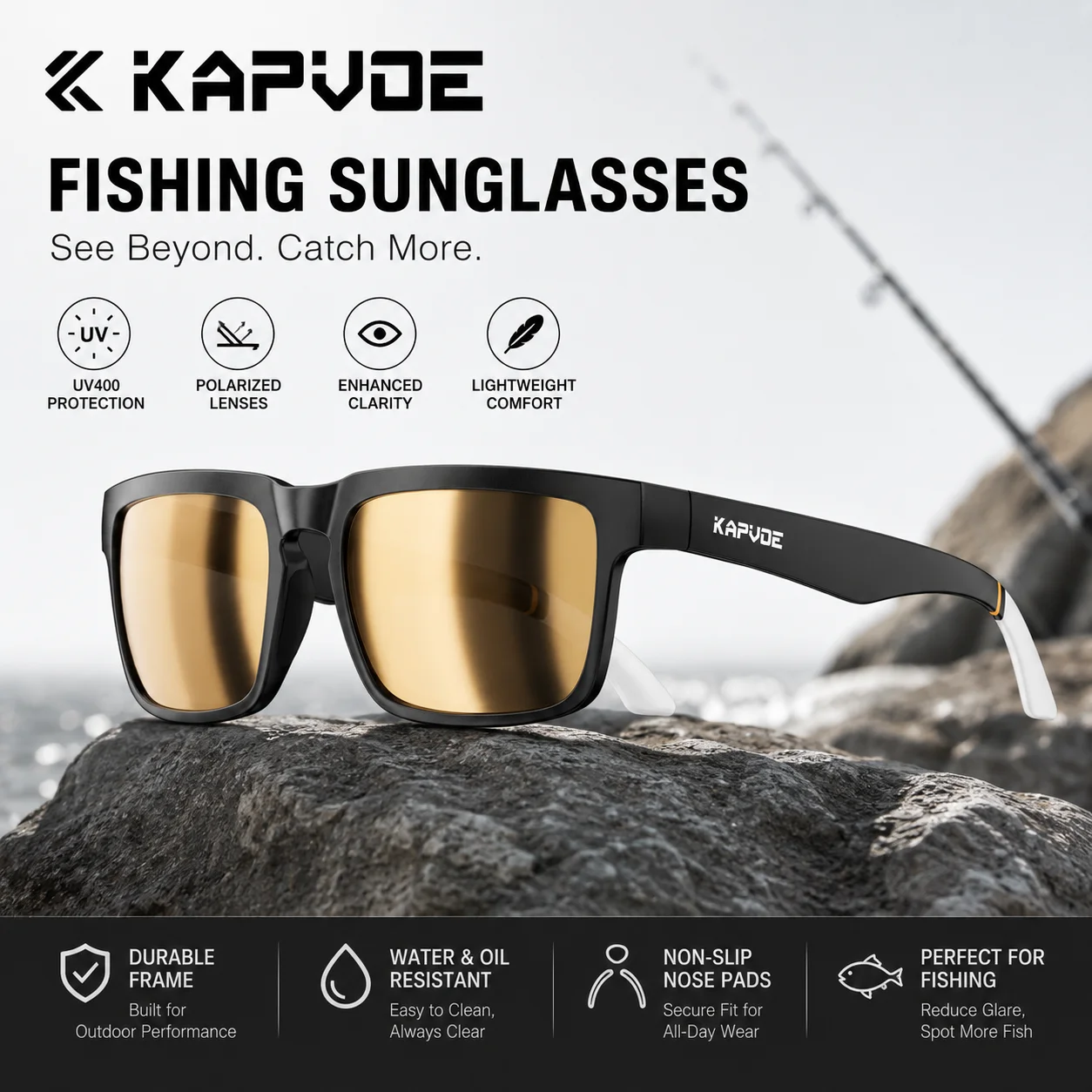 Kapvoe Mode Herren Sonnenbrille Luxus Retro Mann Brille zum Fahren Angeln Radfahren Reisen Golf Frauen Fahrradbrille Skaten