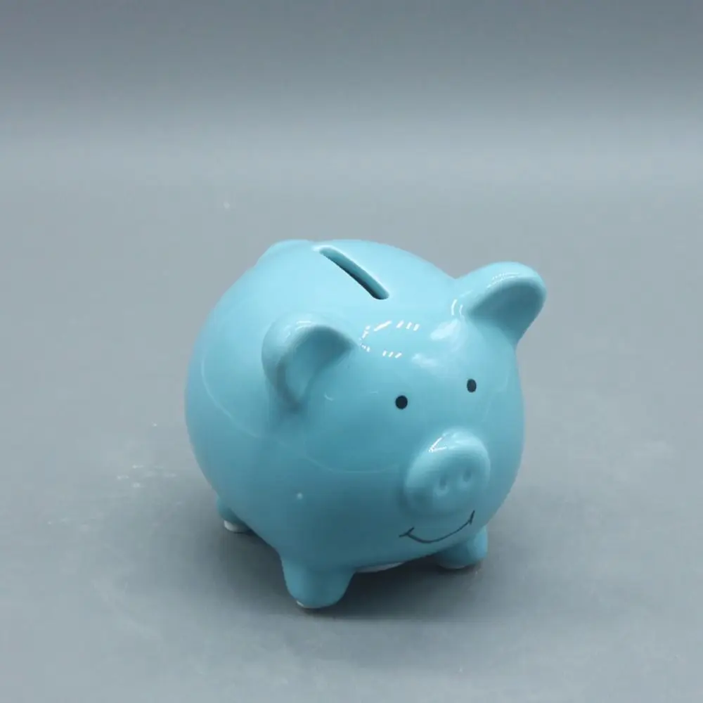 Coins Storage Box Cute Ceramic Piggy Bank Cartoon Mini Savings Tank Pig Shaped Portable Money Saving Box for Boys and Girls