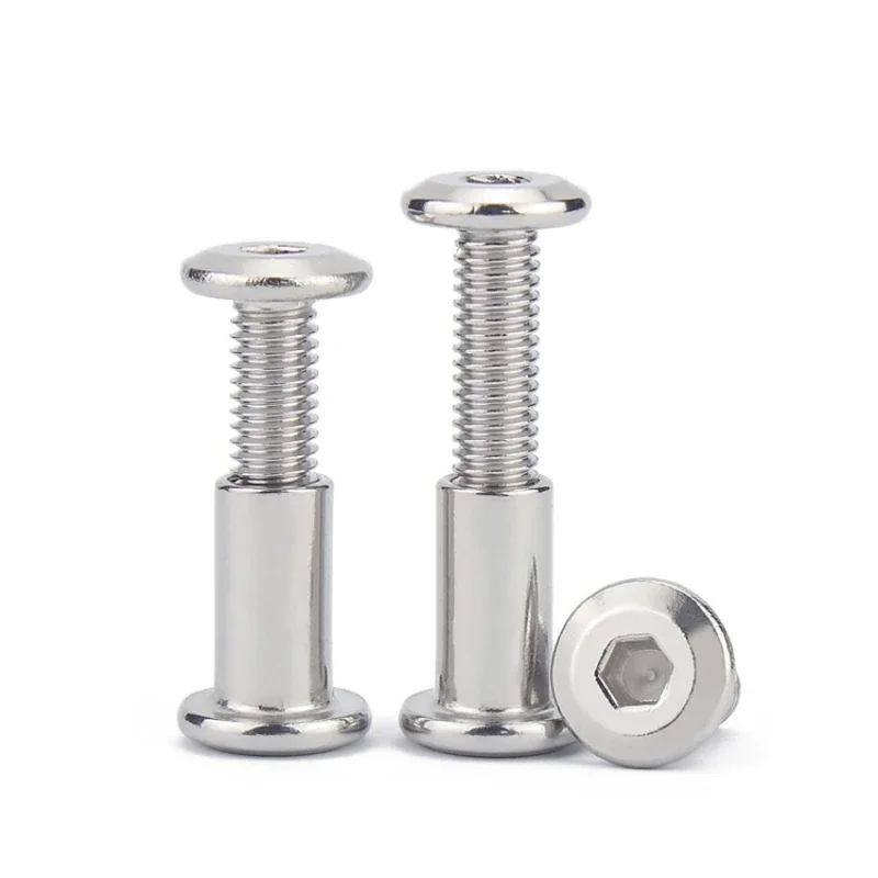 M4*16/20 304 Stainless Steel Flat Hex Hexagon Socket Head Screw Furniture Rivet Connector Insert Joint Sleeve Cap Nut Set