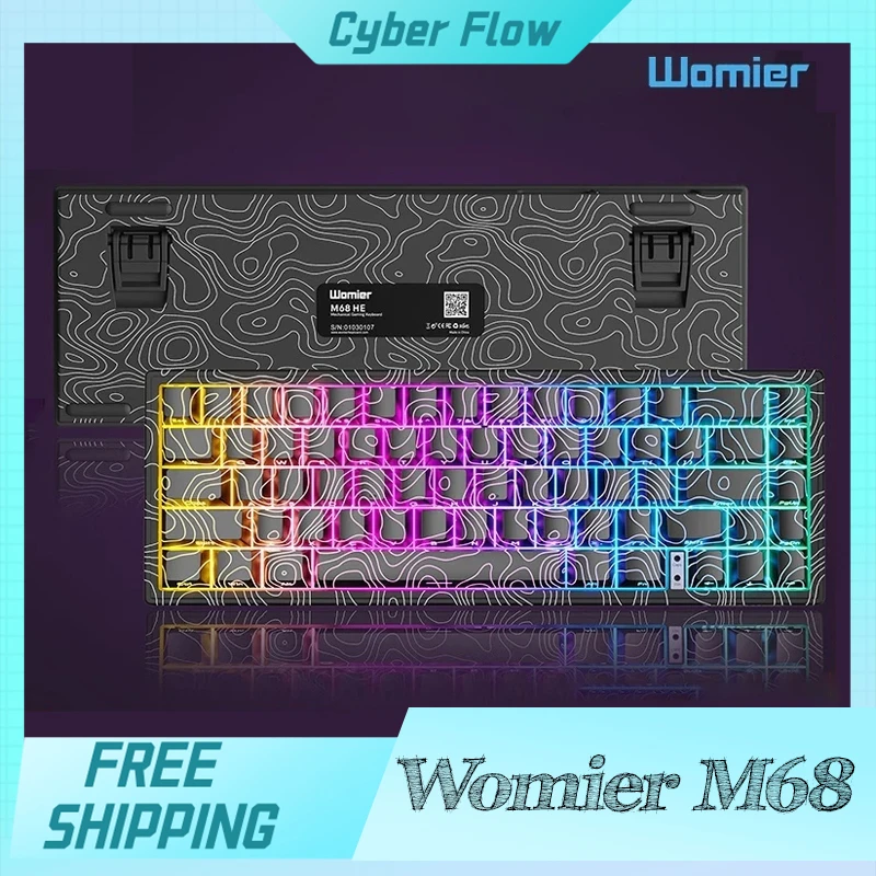 Womier M68 He Gaming Keyboard Contour Esport Driver 0.04rt Socd Wired Magnetic Swtich Keyboard Custom 0.125ms 8k Rgb Accessories