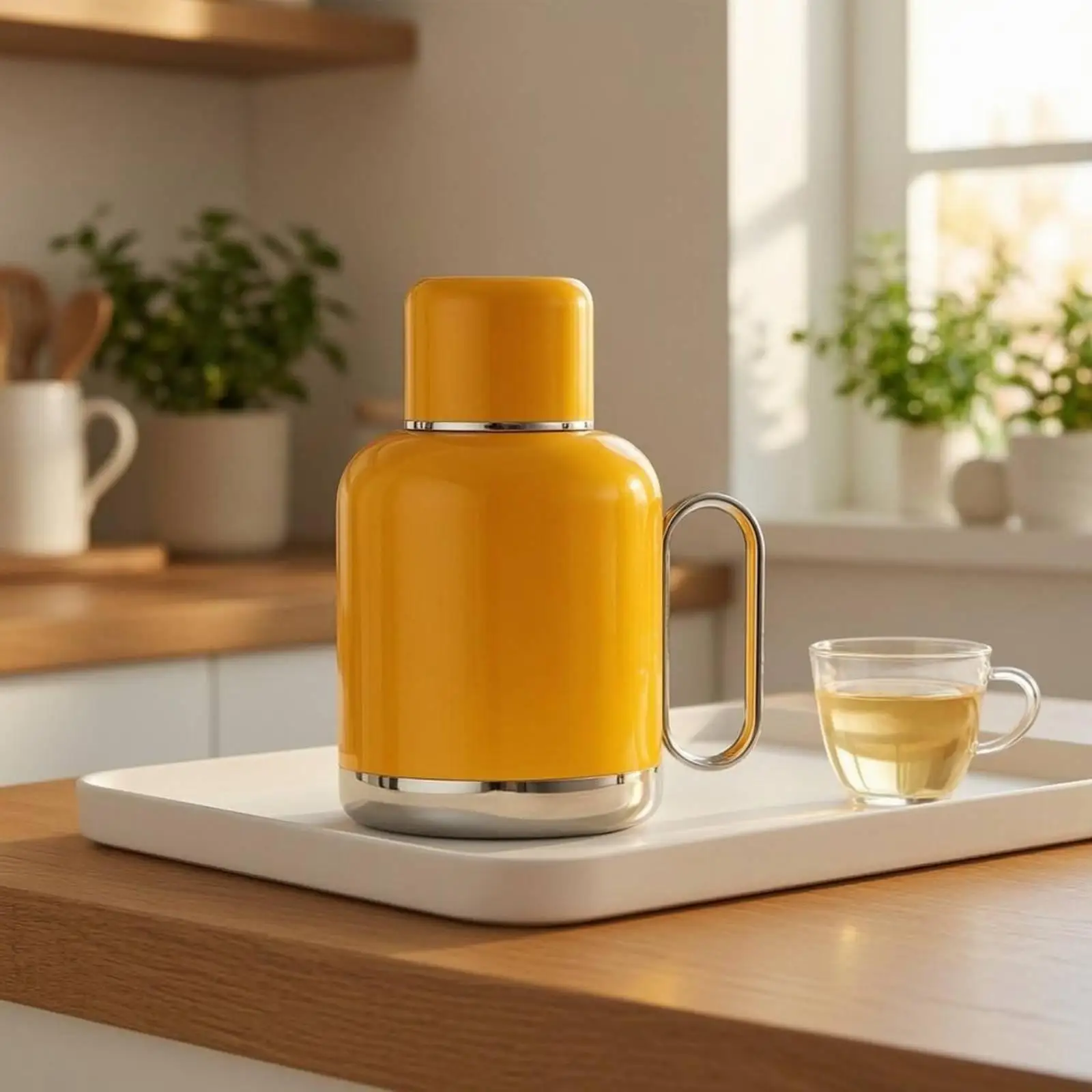 Insulated Tea Insulated Bottle Side Handle Vacuum Insulated Bottle Glossy Finish