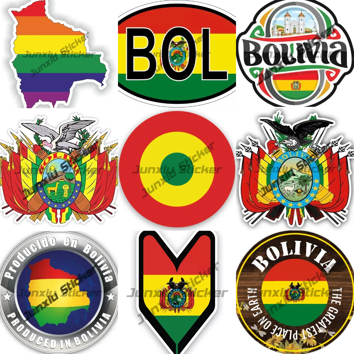 

Coat of Arms Flag of Bolivia Car Sticker Bolivian Bolivian Air Force Roundel Country Code BOL Decal Accessories Creative Decals