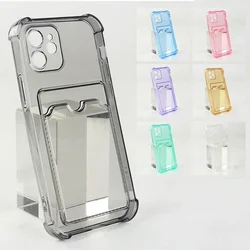 TPU Bumper Transparent Phone Case For iPhone 16 15 14 13 12 Mini 11 Pro XS Max XR X SE 2020 8 7 Plus Wallet Card Bag Cover T10