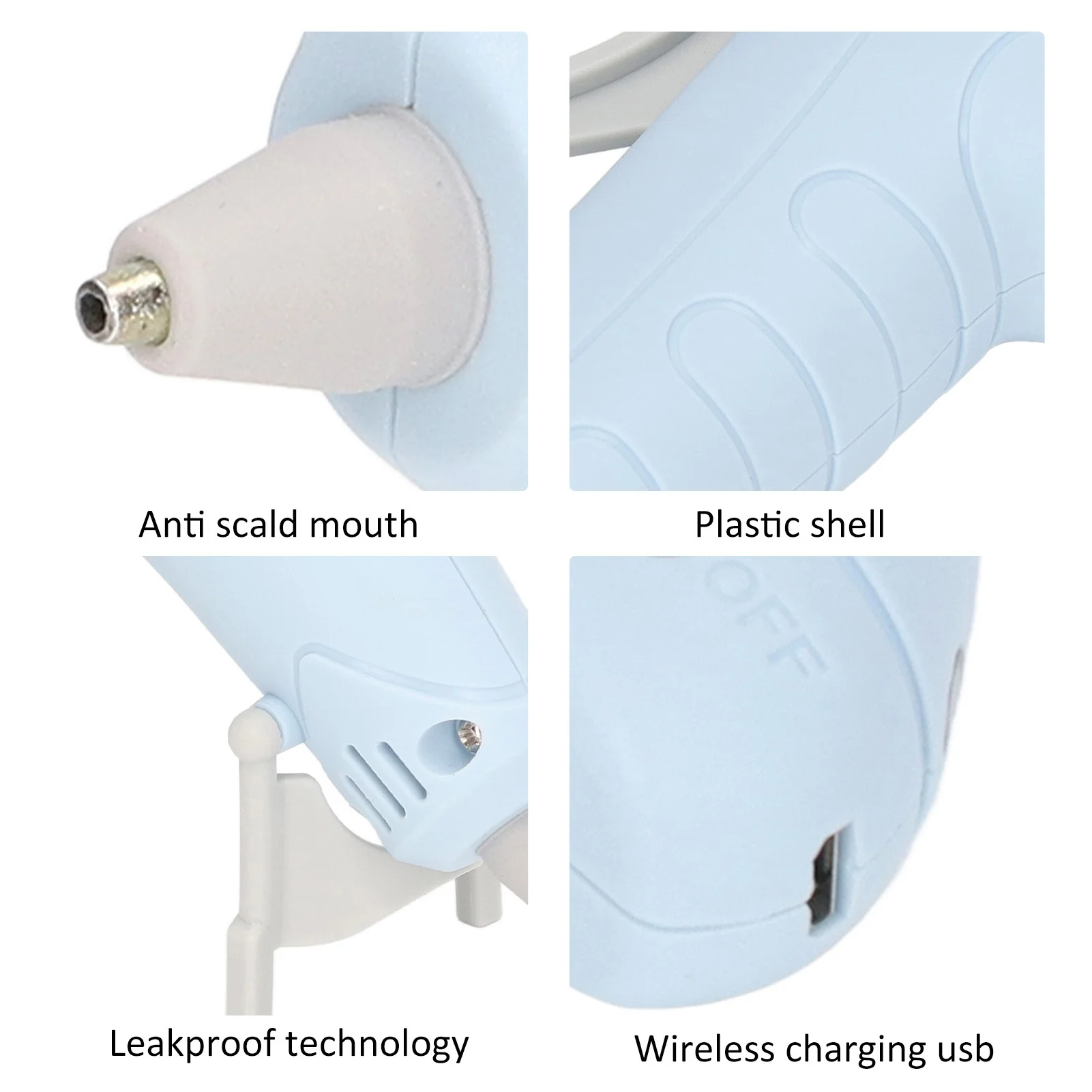 【HOT】10W 무선 핫 글루건 충전식 USB 수동 2200mAh 전기 글루건, 7mm 글루 스틱용 방열 노즐 포함, 사무실용