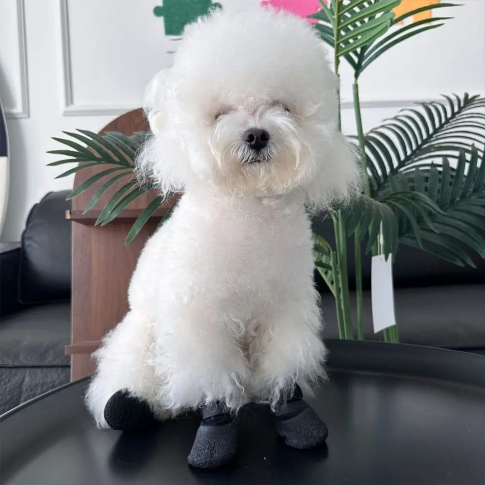 4Pcs/Set Portable Anti-slip Dog Shoes Waterproof Anti-dirty Dog Foot Cover Adjustable Breathable Pet Paw Protector Pet Supplies